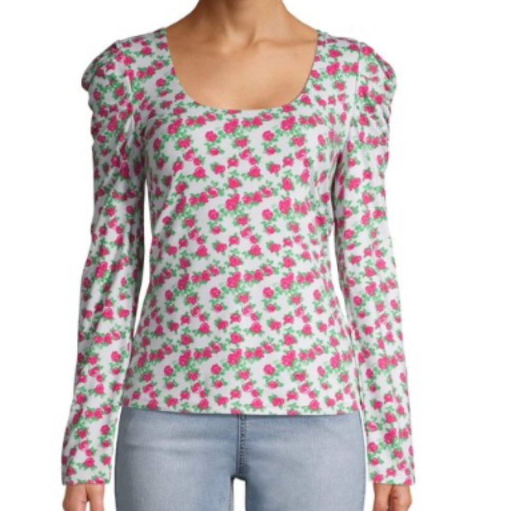 Prospect the Label puff sleeve ribbed top, Med